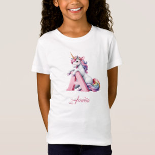 T-Shirt Lettre Unicorne Un monogramme premier jour magique