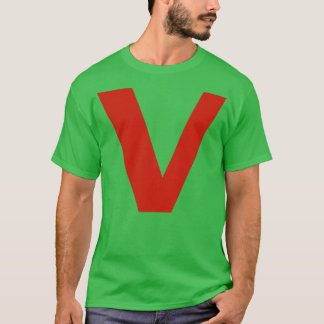 T-shirt Lettre v en texte rouge Typographie minimale