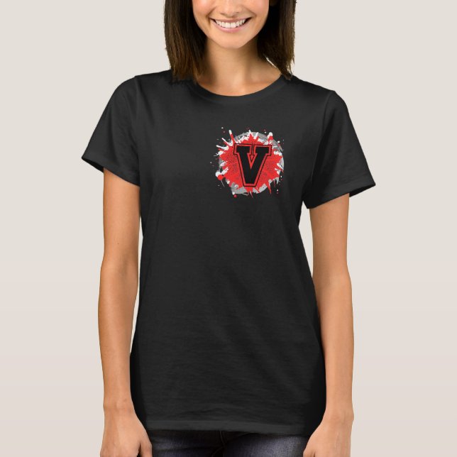 T-shirt Lettre V Monogramme initiale personnalisée (Devant)