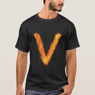 T-shirt Lettre V Signet Alphabet Nom Consonants Feu F