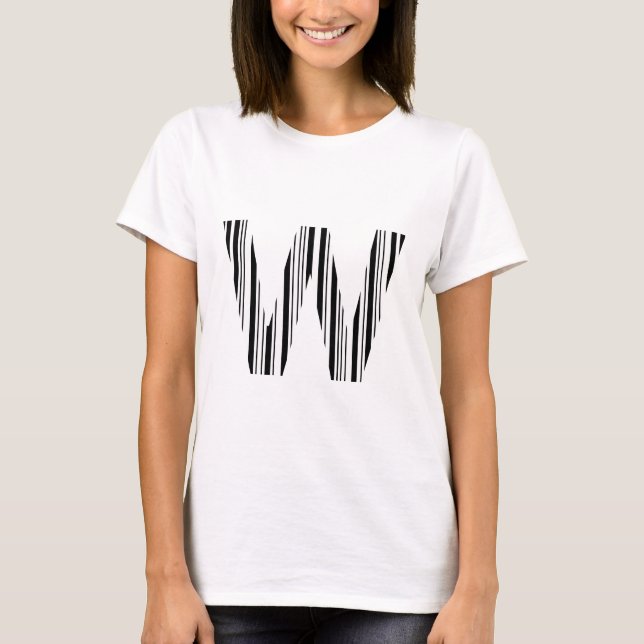 T-shirt LETTRE W CODE BARRE Premier Motif de code barre in (Devant)