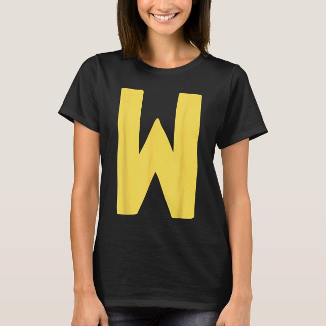 T-shirt Lettre W grand et gras en jaune (Devant)