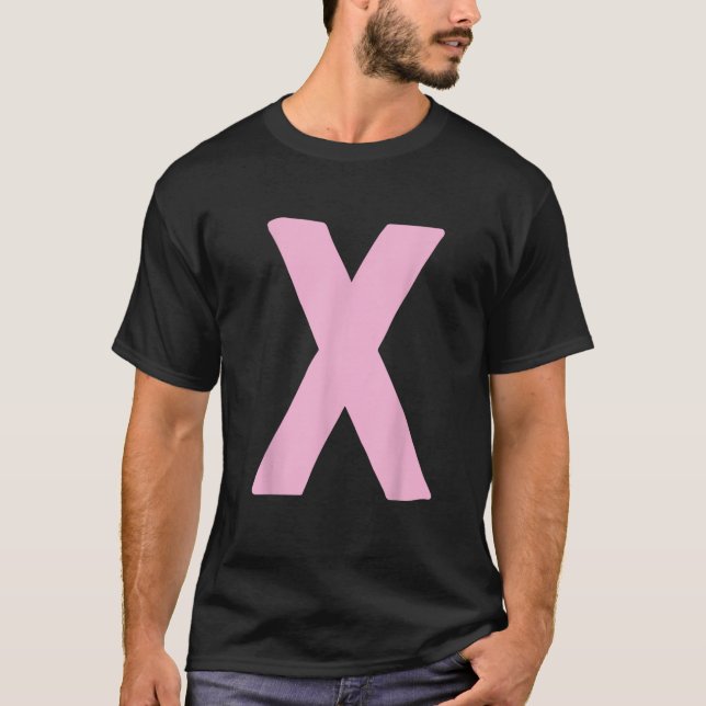 T-shirt Lettre X grande et audacieuse rose (Devant)