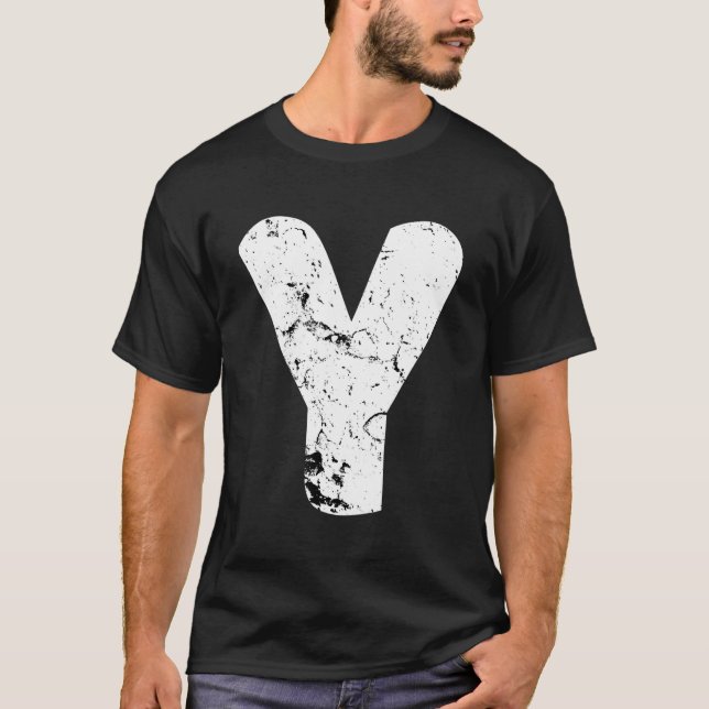 T-shirt Lettre Y Gros Capital Alphabet Monogramme Perdu (Devant)