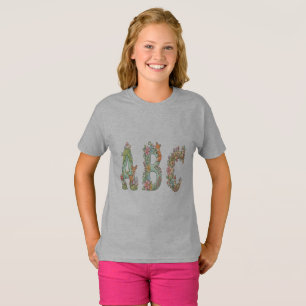 T-shirt Lettres ABC de la forêt fantaisiste avec des anima