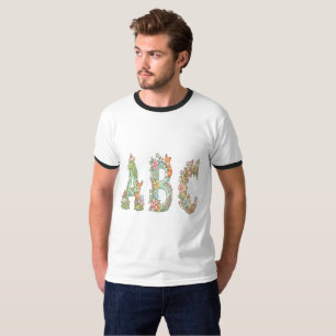 T-shirt Lettres ABC de la forêt fantaisiste avec des anima
