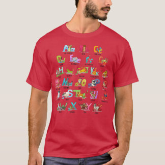 T-shirt Lettres alphabétiques pour enfants AZ avec animaux
