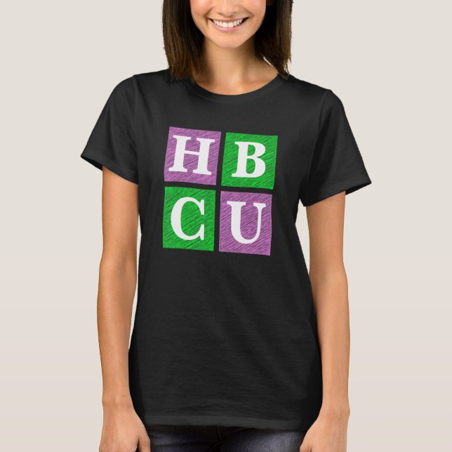 T-shirt Lettres bloc HBCU rose et vert (Devant)