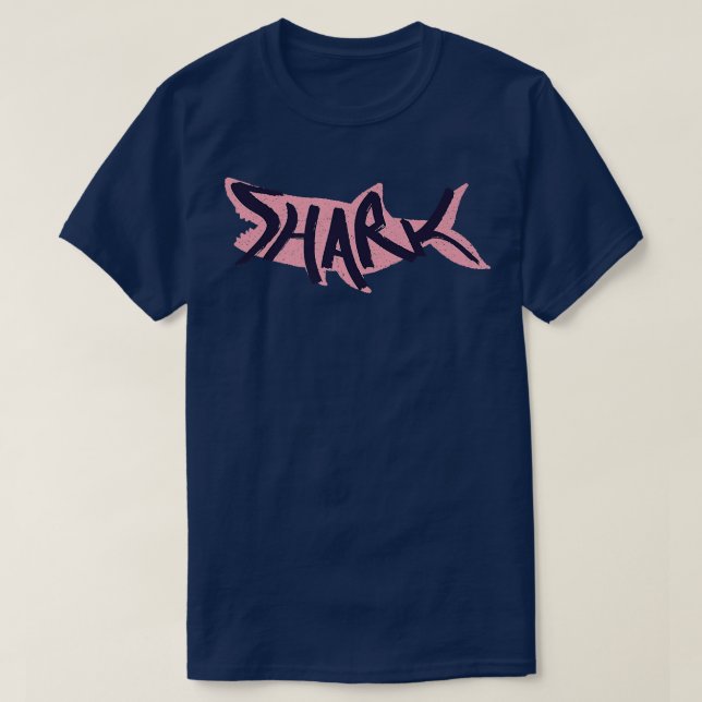 T-shirt Lettres de requin sur silhouette de requin (Design devant)