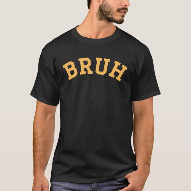 T-shirt Lettres de texte jaune courbes Bruh (Devant)