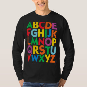 T-shirt Lettres en majuscules colorées Alphabet Apprendre 