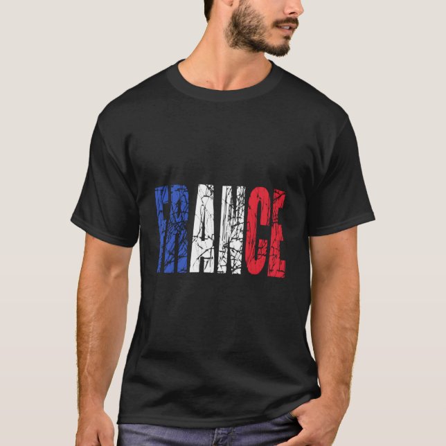 T-shirt Lettres France - Drapeau français en détresse (Devant)