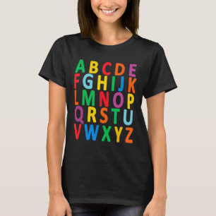 T-shirt Lettres majuscules colorées Alphabet Apprendre Abc