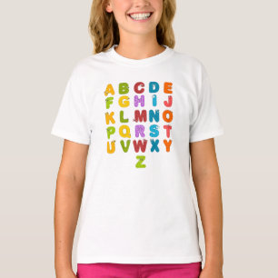 T-shirt Lettres Mignonnes Alphabet Amusant d'Apprentissage
