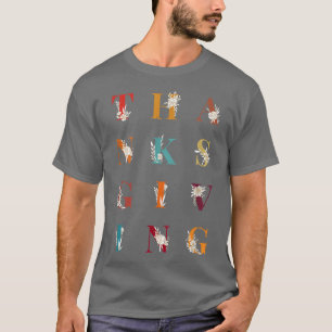 T-shirt Lettres Thanksgiving Automne Alphabet Holiday Cele