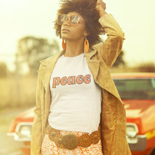 T-shirt Lettres Vintages de la Slogan de la Paix