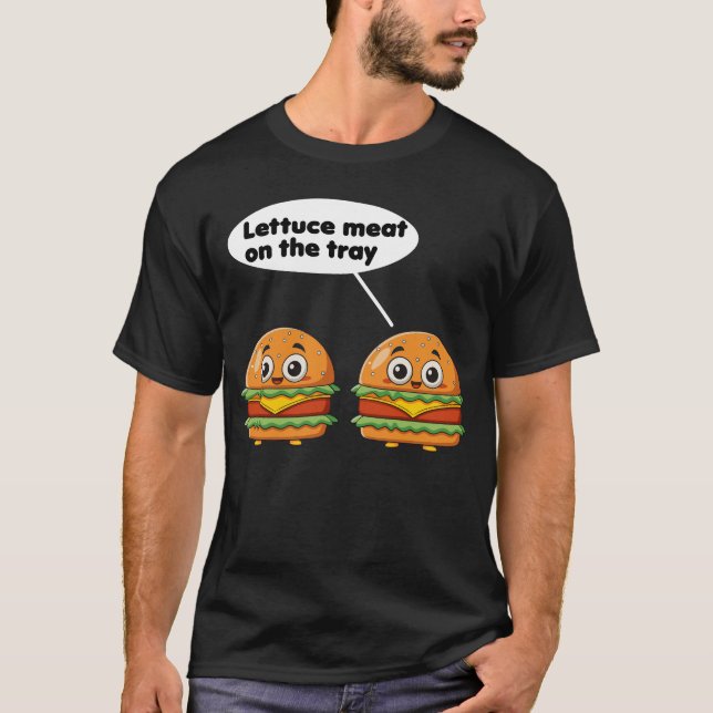 T-shirt lettuce meat on the tray funny food  (Devant)