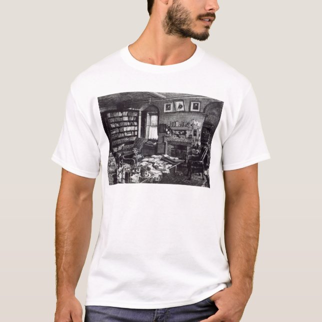 T-shirt L'étude de Charles Darwin à vers le bas logent, (Devant)