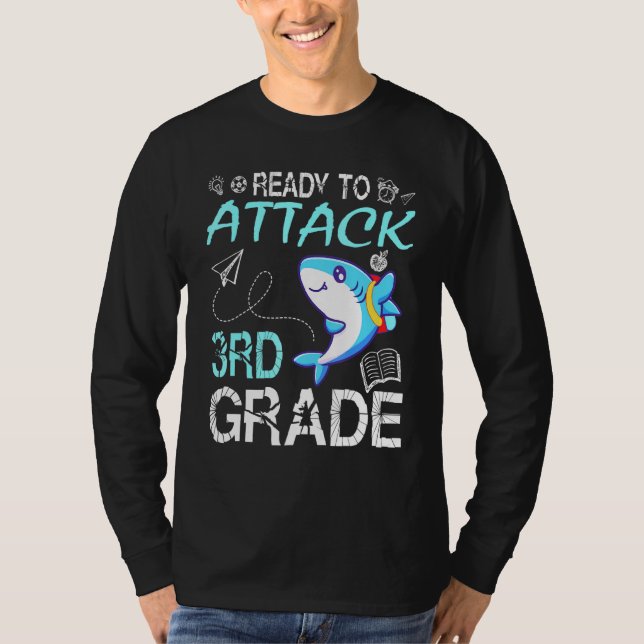 T-shirt L'Étudiant De Requin De Retour À L'École Prêt À At (Devant)