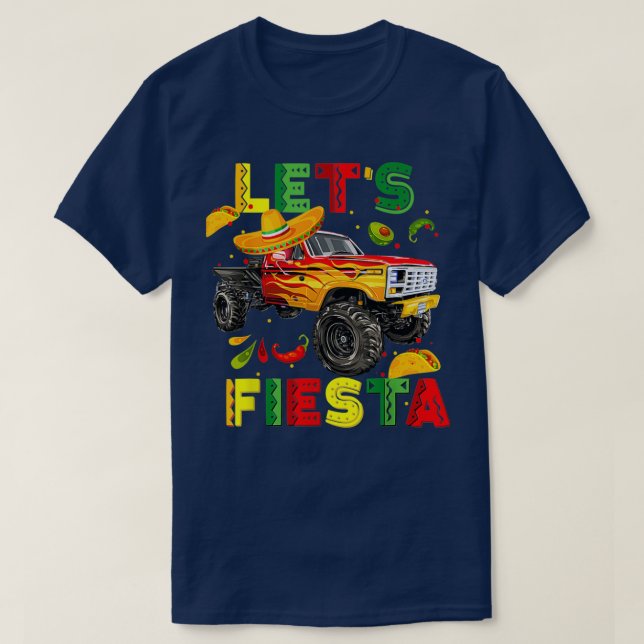 T-shirt Letx27s Fiesta Monster Truck Happy Cinco De Mayo C (Design devant)