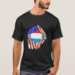 T-shirt Letzebuerg USA Amérique Luxembourg Flag Chest Luxe