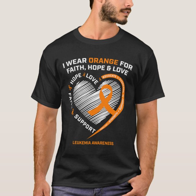 T-shirt Leucémie orange Conscience Foi Espoir Amour Christ (Devant)