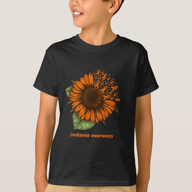T-shirt leucémie orange conscience tournesol cadeau guerri (Devant)