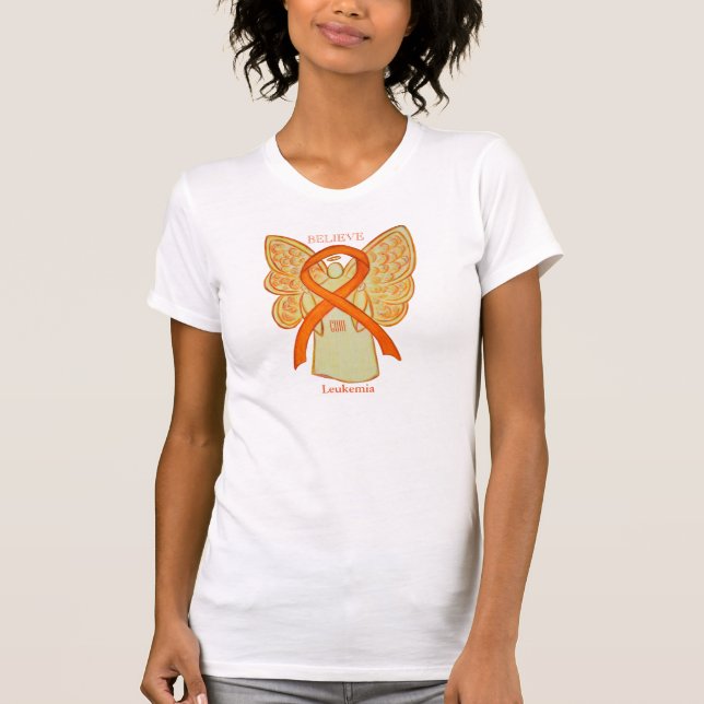 T-shirt Leucémie Orange Sensibilisation Ribbon Angel Chemi (Devant)