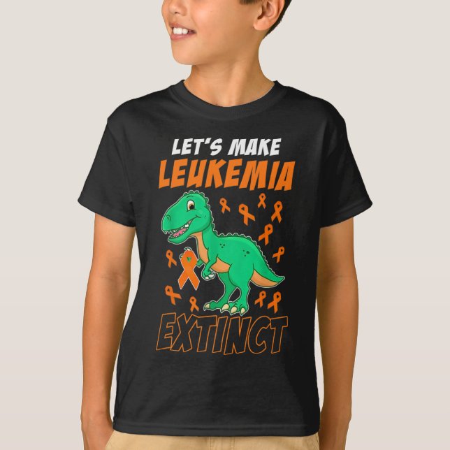 T-shirt Leukemia Dinosaur Orange Ribbon Hématologue Repti (Devant)