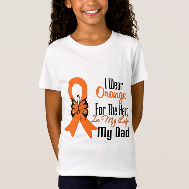 T-Shirt Leukemia Orange Ribbon Hercule Mon père (Devant)