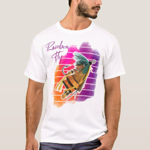 T-shirt Leurre de pêche à la mouche arc-en-ciel Coucher de