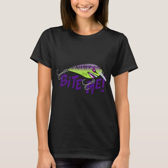 T-shirt Leurre de pêche autocollant Bite Me - Motif Tigre  (Devant)