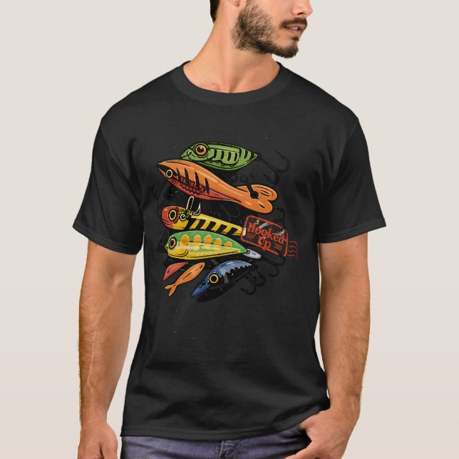 T-shirt Leurres de pêche branchés (Devant)