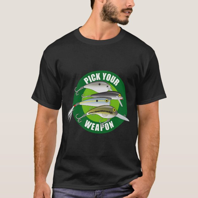 T-shirt Leurres de pêche Pick Your Weapon - Vert sur Vert (Devant)