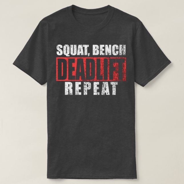 T-shirt Levage de la masse du banc de squat 1 (Design devant)