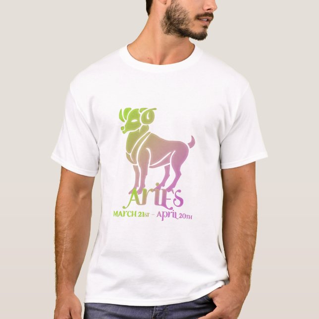 T-shirt Lève le panneau Zodiaque bélier Lime vert & pourpr (Devant)