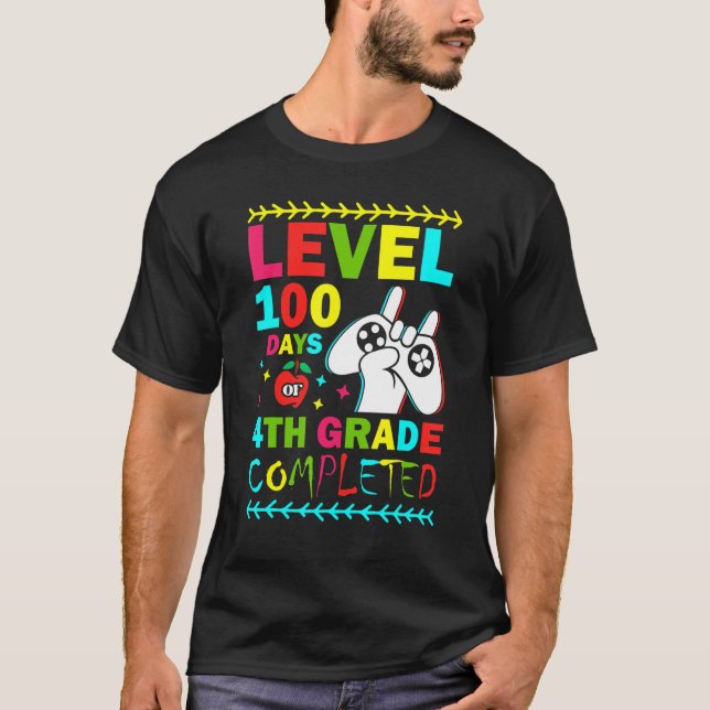 T-shirt Level 100 Days Of 4th Grade Primary School Game Co (Devant)