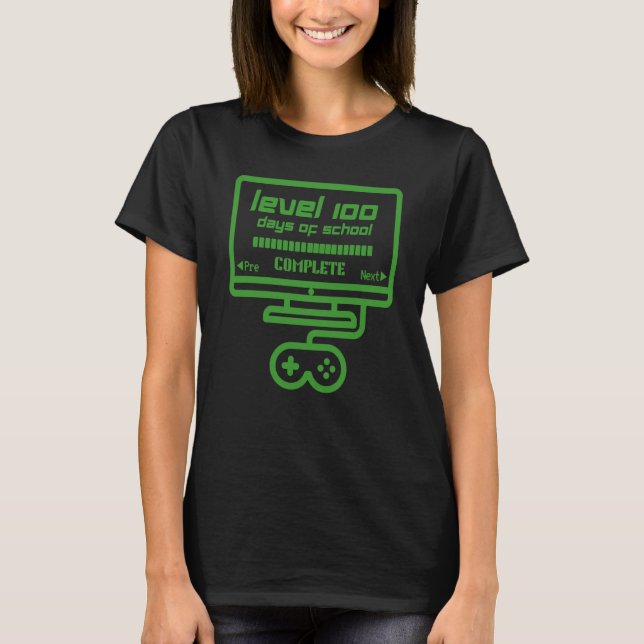 T-shirt Level 100 Days Of School Complete Gamer Video Game (Devant)