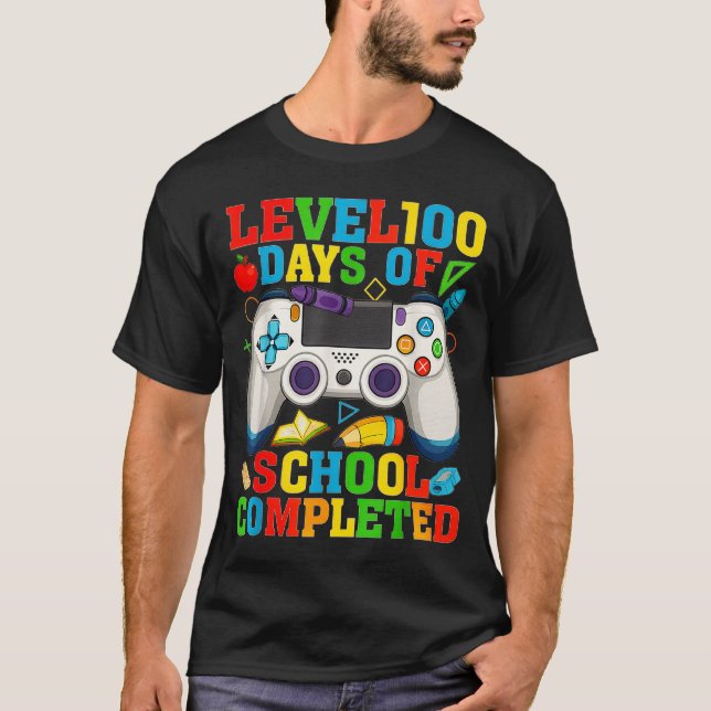 T-shirt Level 100 Days Of School Unlocked Boys 100th Day O (Devant)