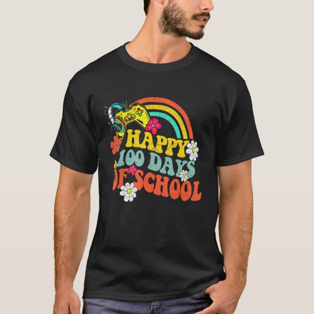 T-shirt Level 100 Days Of School Unlocked Game Gamer 100th (Devant)