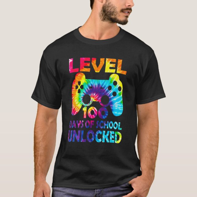 T-shirt Level 100 Days Of School Unlocked Gamer Video Game (Devant)