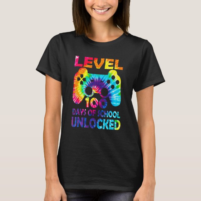 T-shirt Level 100 Days Of School Unlocked Gamer Video Game (Devant)