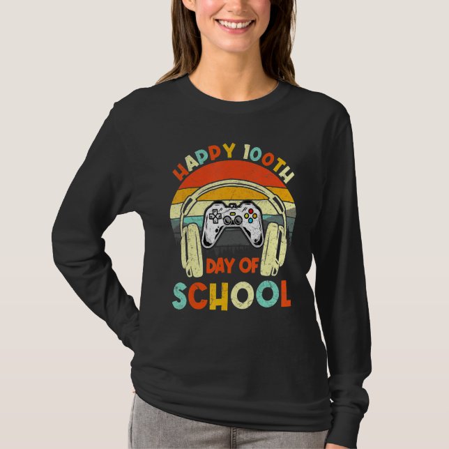 T-shirt Level 100 Days Of School Unlocked Gaming Shirts, V (Devant)