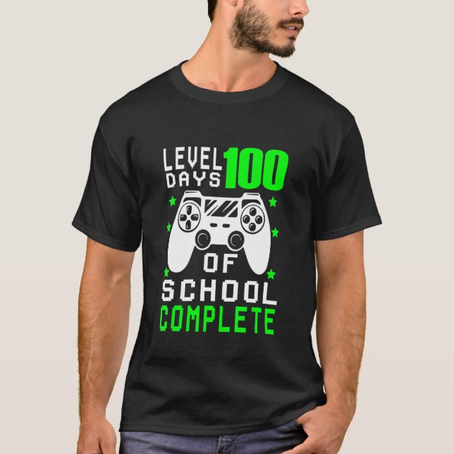 T-shirt Level 100th Day Unlocked Gamepad Happy 100 Days of (Devant)