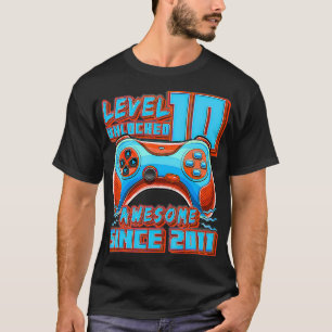 T-shirt Level 10 Unlocked Awesome 2011 Video Game 10th Bir