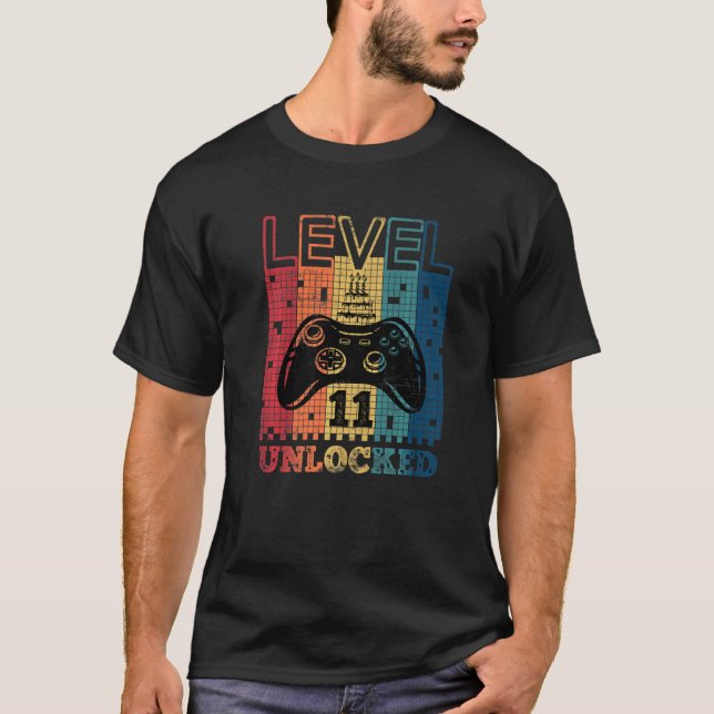 T-shirt Level 11 Unlocked   11 Years Old Video Gamer Birth (Devant)