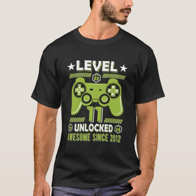T-shirt Level 11 Unlocked Video Gamer 11Th Bday Gaming 11 (Devant)