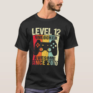 T-shirt Level 12 Unlocked 12Th Birthday Gamer Awesome Sinc