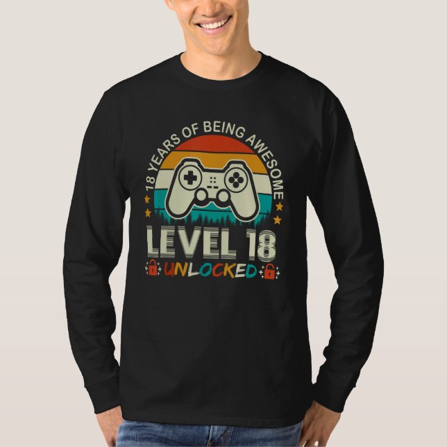 T-shirt Level 18 Unlocked Awesome 2005 Video Game 18th Bir (Devant)