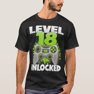 T-shirt Level 18 Unlocked Video Gaming 18th Birthday 2004